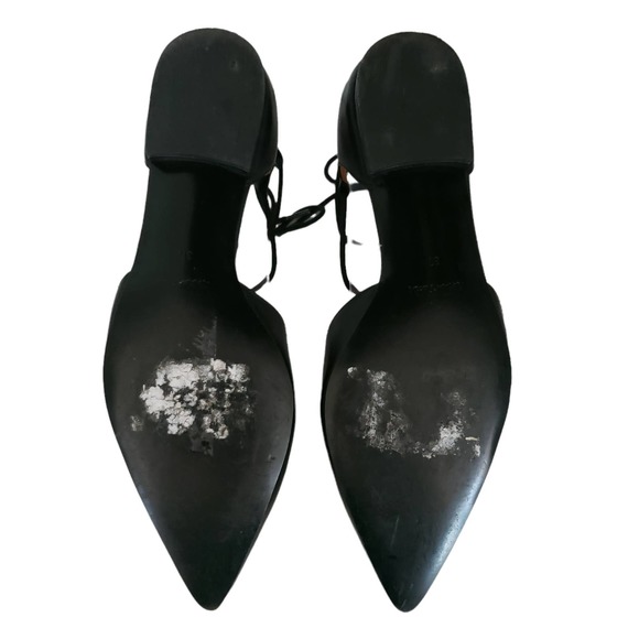 & OTHER STORIES leather lace up pointed pointy toe black ballet flats shoes 37 7 - Picture 5 of 9
